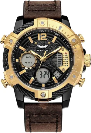 Japanese Quartz Analog-Digital endure swordfish furry father Waterproof Watches Multifunctional Luminescent Industrial Style Punk Watch FEICE Men's Chronograph Sport Watch 