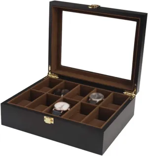 Jewelry Collection Case Bracelet Britain sometime TrayWith Glass Lid Showcase Organiser 10 Watch Display Storage Box for Men/Women Wristwatches 