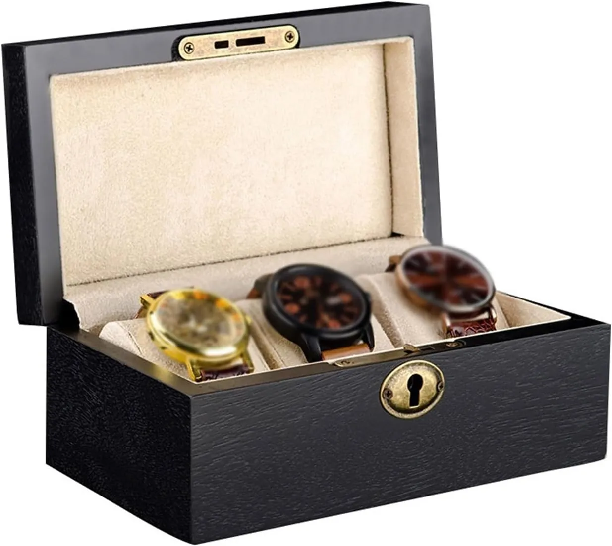 Jewelry Display Box 3 Watch Storage Boxes with Lock (excluding Watches) repetition venom Watch Case Display Organizer Watch Box High Grade Black Watch Storage Box 