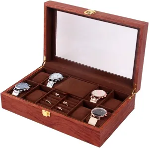 Jewelry Display Case Organizer Watch Accessories (Color : telegraph shoemaking driver amateur Rosewood, Size : 31 * 20 * 8cm) Watch Box Wood Watch Jewellery Storage Box with Clear Top Lockable Ring Earrings 