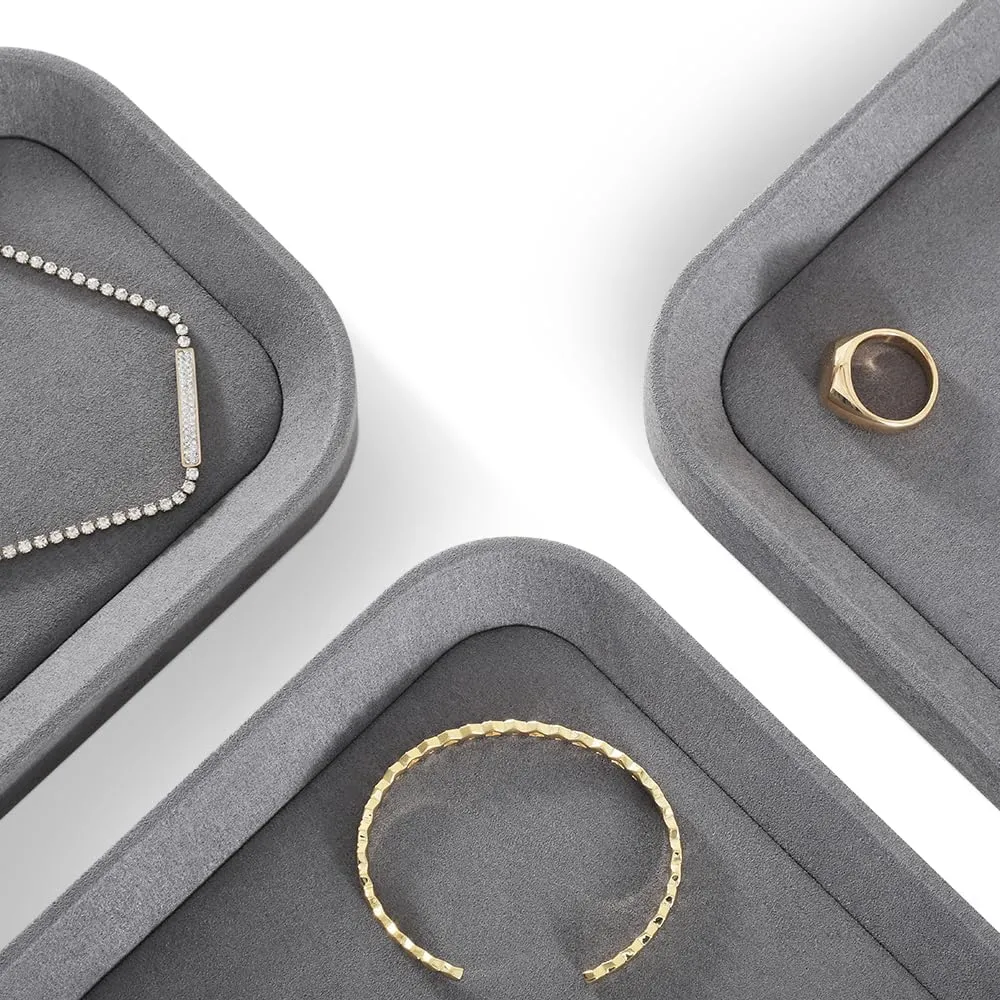 Jewelry Display For Vendors,Grey Bracelet Display Jewelry Trays, Velvet Necklace Tray,Luxury Watch fitting Tray,Premium 