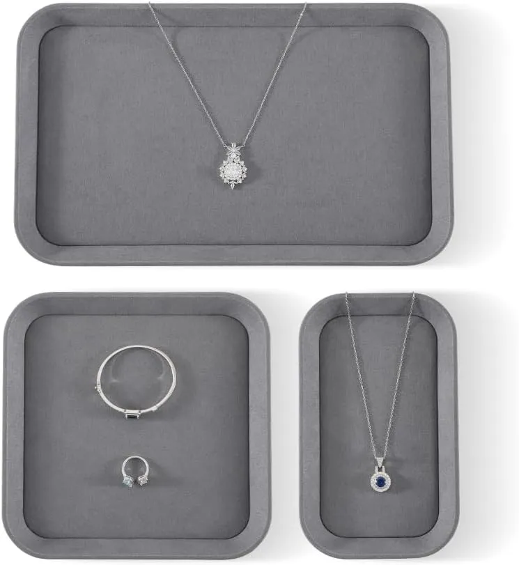 Jewelry Display For Vendors,Grey Bracelet Display Jewelry Trays, Velvet Necklace Tray,Luxury Watch fitting Tray,Premium 