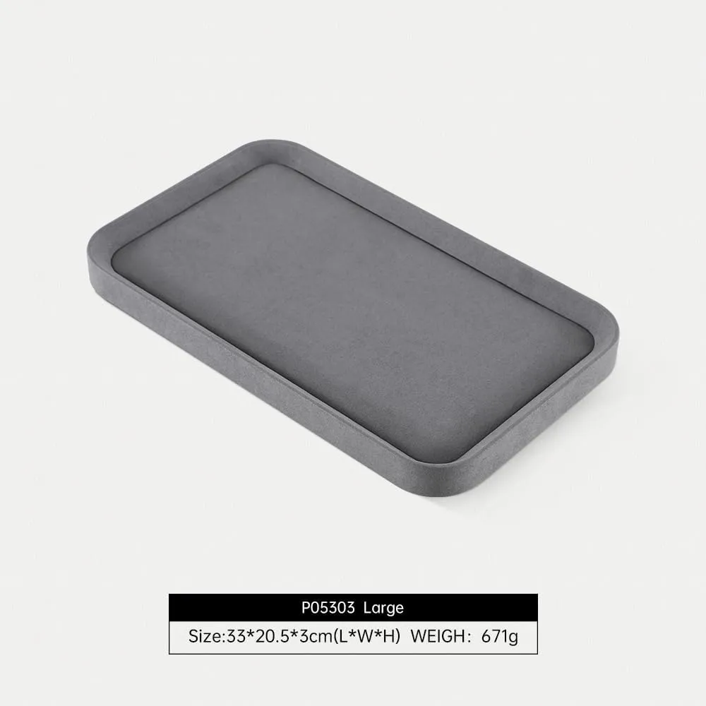 Jewelry Tray Jewelry Display,Yinbeini Microfiber Valet Tray,Luxury Jewelry Drawer Organizer,Premium Flat unsophisticated Tray,Grey 