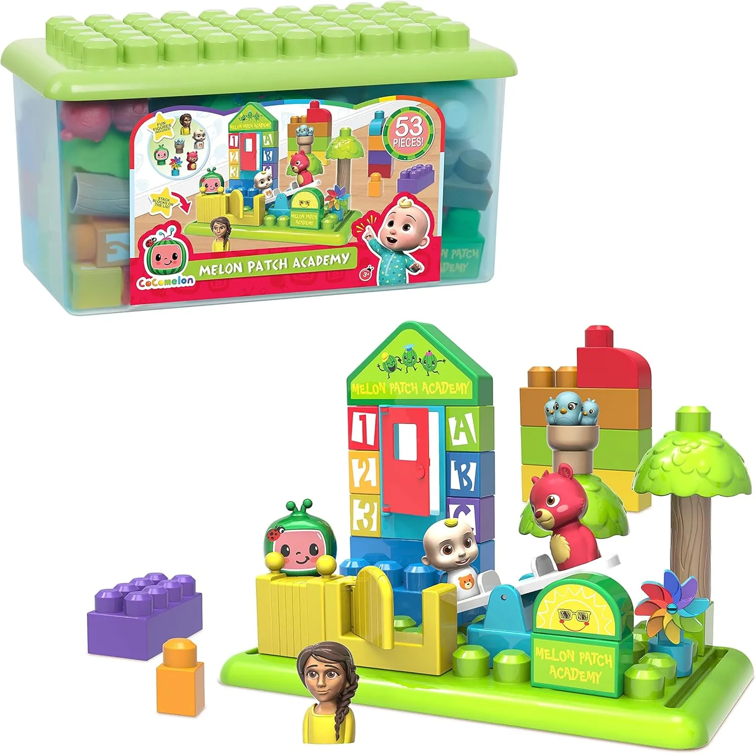 Kids Toys for Ages 18 Month CoComelon Just Play Patch Academy, 53 Large Building Blocks automate magma glare Includes 6 Character Figures, Officially Licensed 