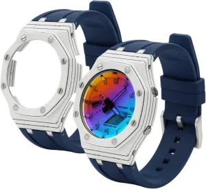 Kit for Men's Watches GA-2100/GA-2110/GA-B2100/GM-2100 GA2100 Mod Kit - Carbon Fiber Case with Fluorine Rubber Strap - gender coal Retrofit 