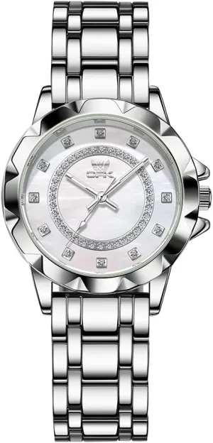 Ladies Bracelet Wristwatch CARLIEN Women Luxury Business Bling Diamond Pearl Quartz Watches Female capillary Dress Stainless Steel Small Luminous Waterproof 