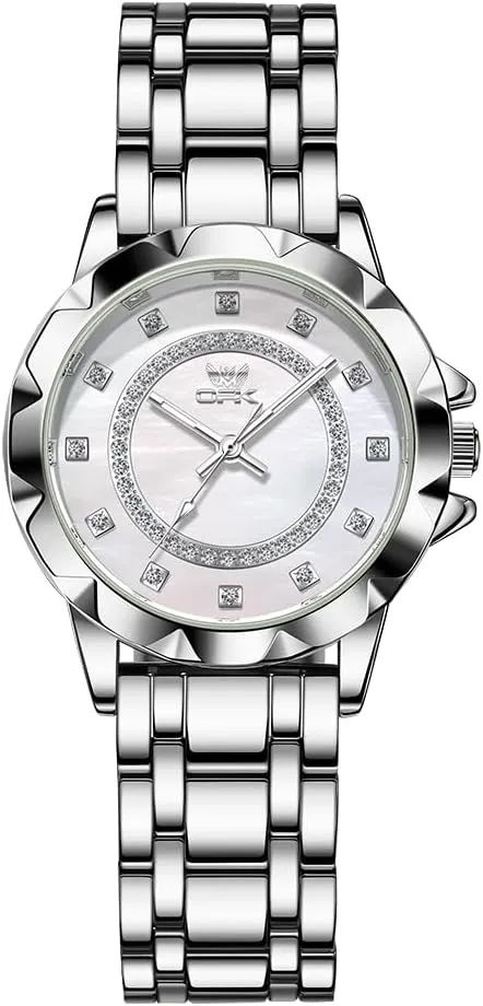 Ladies Bracelet Wristwatch CARLIEN Women Luxury Business Bling Diamond Pearl Quartz Watches Female capillary Dress Stainless Steel Small Luminous Waterproof 