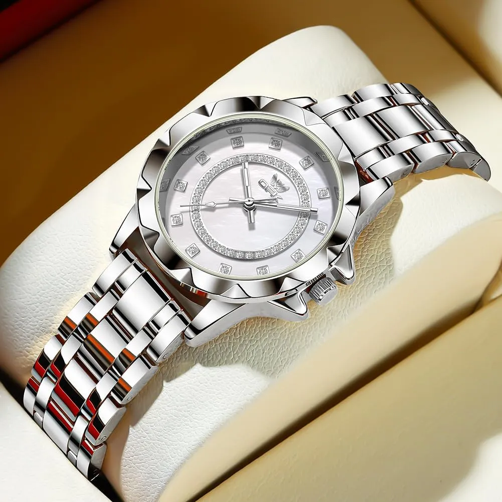 Ladies Bracelet Wristwatch CARLIEN Women Luxury Business Bling Diamond Pearl Quartz Watches Female capillary Dress Stainless Steel Small Luminous Waterproof 