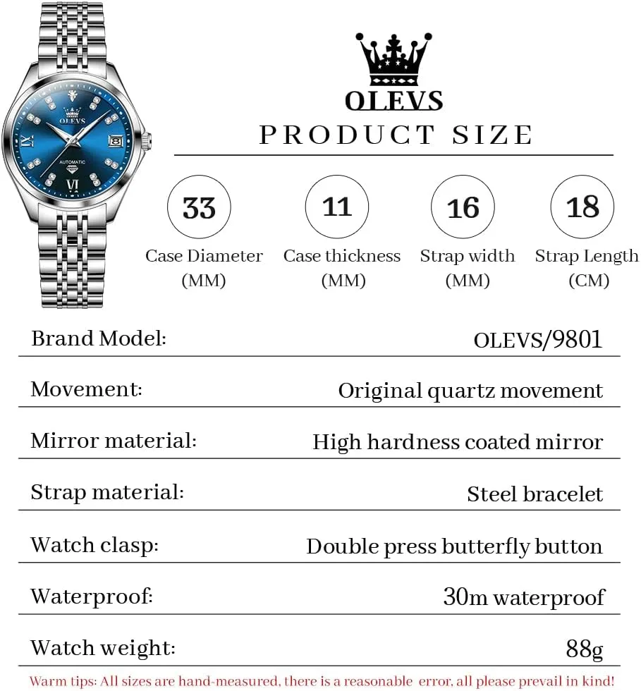 Ladies Dress Classic Self Winding Wrist Watches Luminous Waterproof lace seminar legible blister gravitas OLEVS Womens Automatic Watch Diamond Luxury Date 