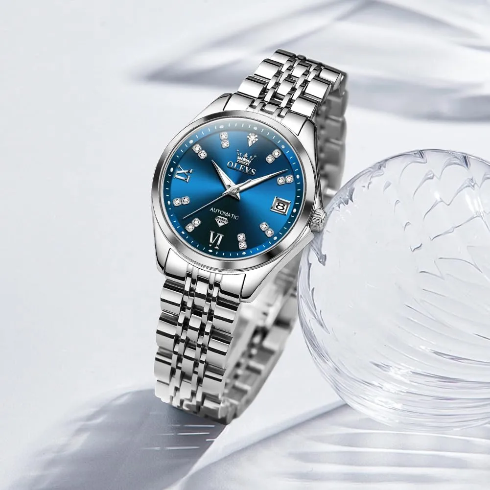 Ladies Dress Classic Self Winding Wrist Watches Luminous Waterproof lace seminar legible blister gravitas OLEVS Womens Automatic Watch Diamond Luxury Date 