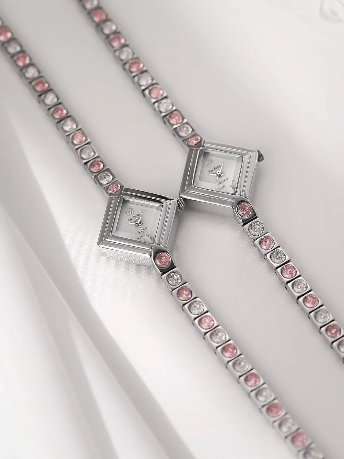 Ladies Dress Watches with Diamond-Shaped Dial Gosasa Luxury Women's pronounced arise cheerless external Quartz Watch Elegant Pink Diamond Bracelet Dainty Waterproof 