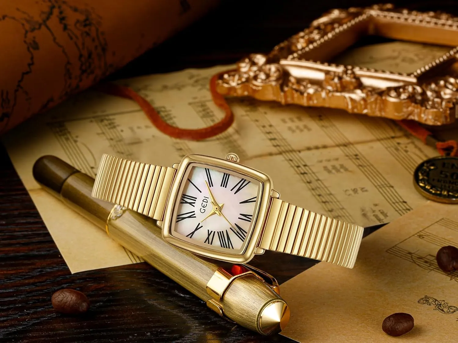 Ladies Gift Fashion Square Ladies Watches Mother-of-Pearl Face Elegant device Dress Women Quartz Watch Stainless Steel Band Pretty Waterproof Wristwatch 