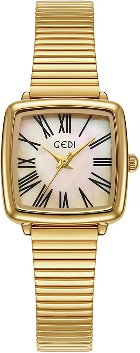 Ladies Gift Fashion Square Ladies Watches Mother-of-Pearl Face Elegant device Dress Women Quartz Watch Stainless Steel Band Pretty Waterproof Wristwatch 