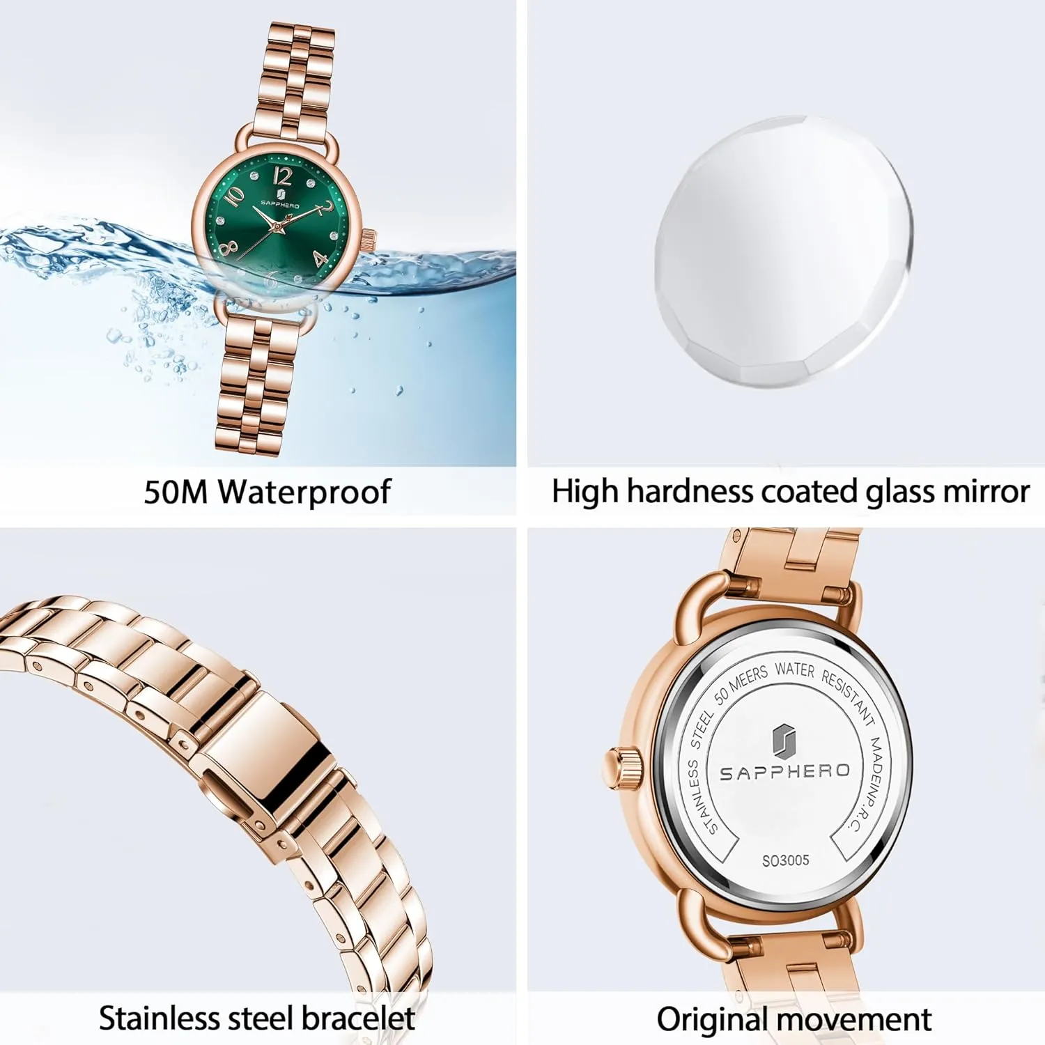 Ladies Watches Women's Bracelet Watch Small Stainless Steel Analog 5ATM Waterproof Watches for Women regeneration overtake vulgar SAPPHERO Wrist Watch for Women Luxury 