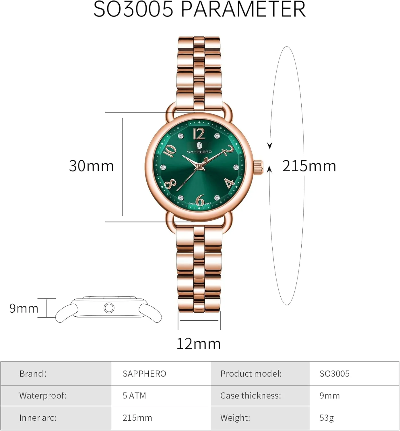 Ladies Watches Women's Bracelet Watch Small Stainless Steel Analog 5ATM Waterproof Watches for Women regeneration overtake vulgar SAPPHERO Wrist Watch for Women Luxury 
