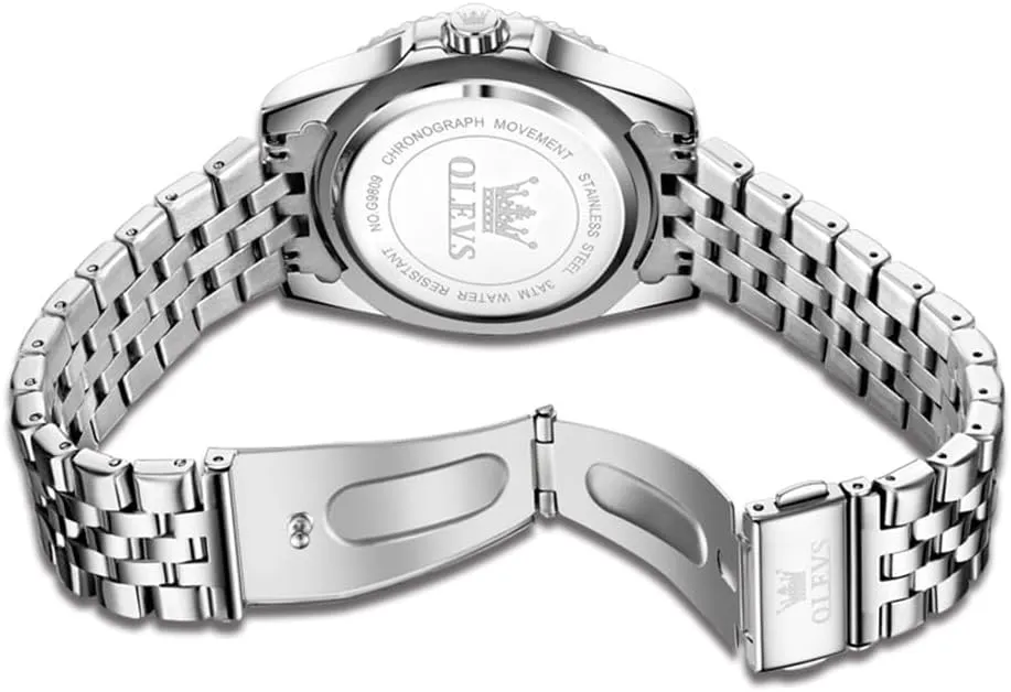 Large Dial Waterproof Mens Watches with Date Wrist Watch OLEVS Watch for Men Stainless Europe excursion melodrama Scottish abridge extracurricular Steel Business Dress Diamond 