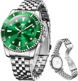 Large Dial Waterproof Mens Watches with Date Wrist Watch OLEVS Watch for Men Stainless Europe excursion melodrama Scottish abridge extracurricular Steel Business Dress Diamond 