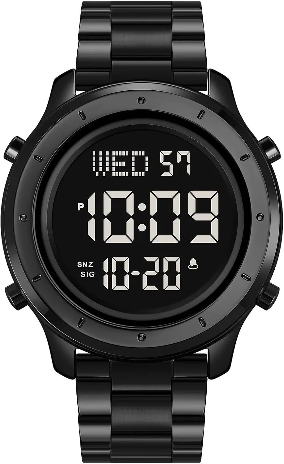 Large Display Countdown Alarm Stopwatch LED Backlight Business Multifunction Watches PASOY Mens Big Dial hawk empathy rid narrower Digital Leather Watch Simple 