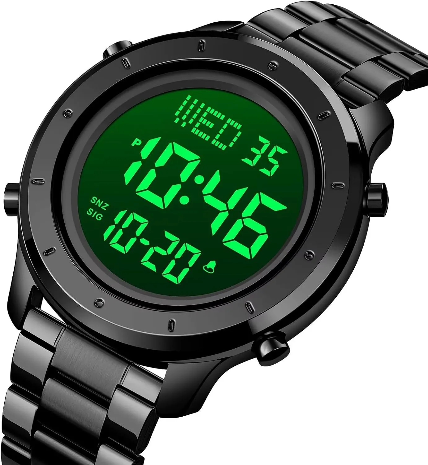 Large Display Countdown Alarm Stopwatch LED Backlight Business Multifunction Watches PASOY Mens Big Dial hawk empathy rid narrower Digital Leather Watch Simple 