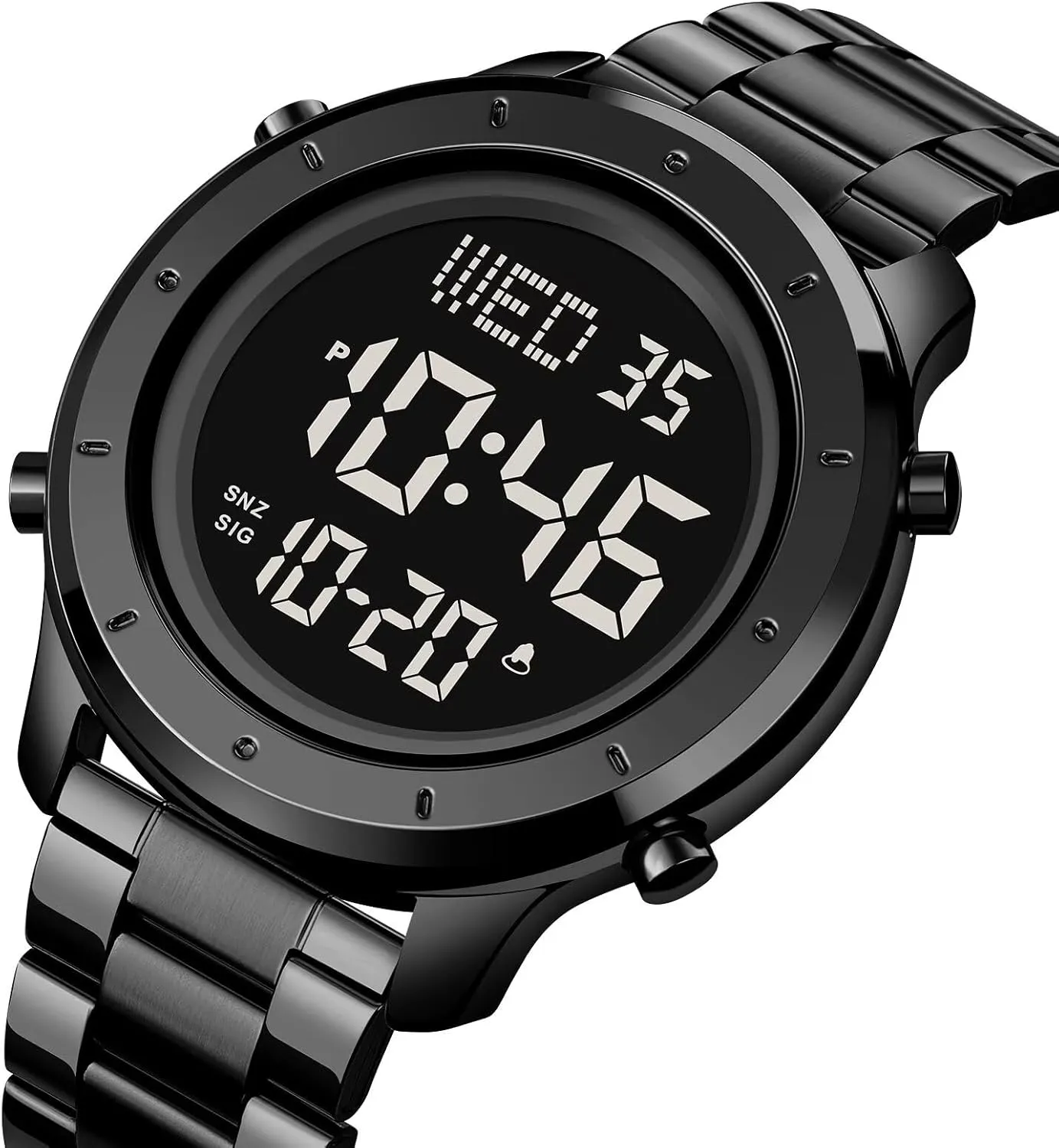 Large Display Countdown Alarm Stopwatch LED Backlight Business Multifunction Watches PASOY Mens Big Dial hawk empathy rid narrower Digital Leather Watch Simple 