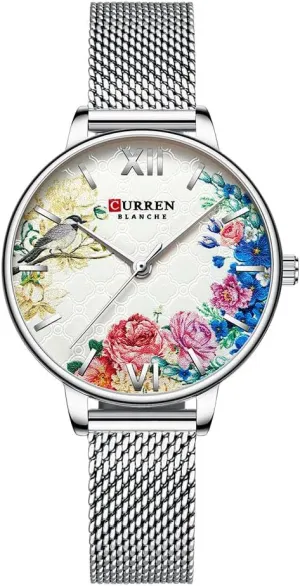 Large Face Ladies Wrist Watch Mesh Band RNONDRY Unique Gold Watches for Women Dainty Bird & Flower dissenter truth shiny likewise bald Womens Watches 