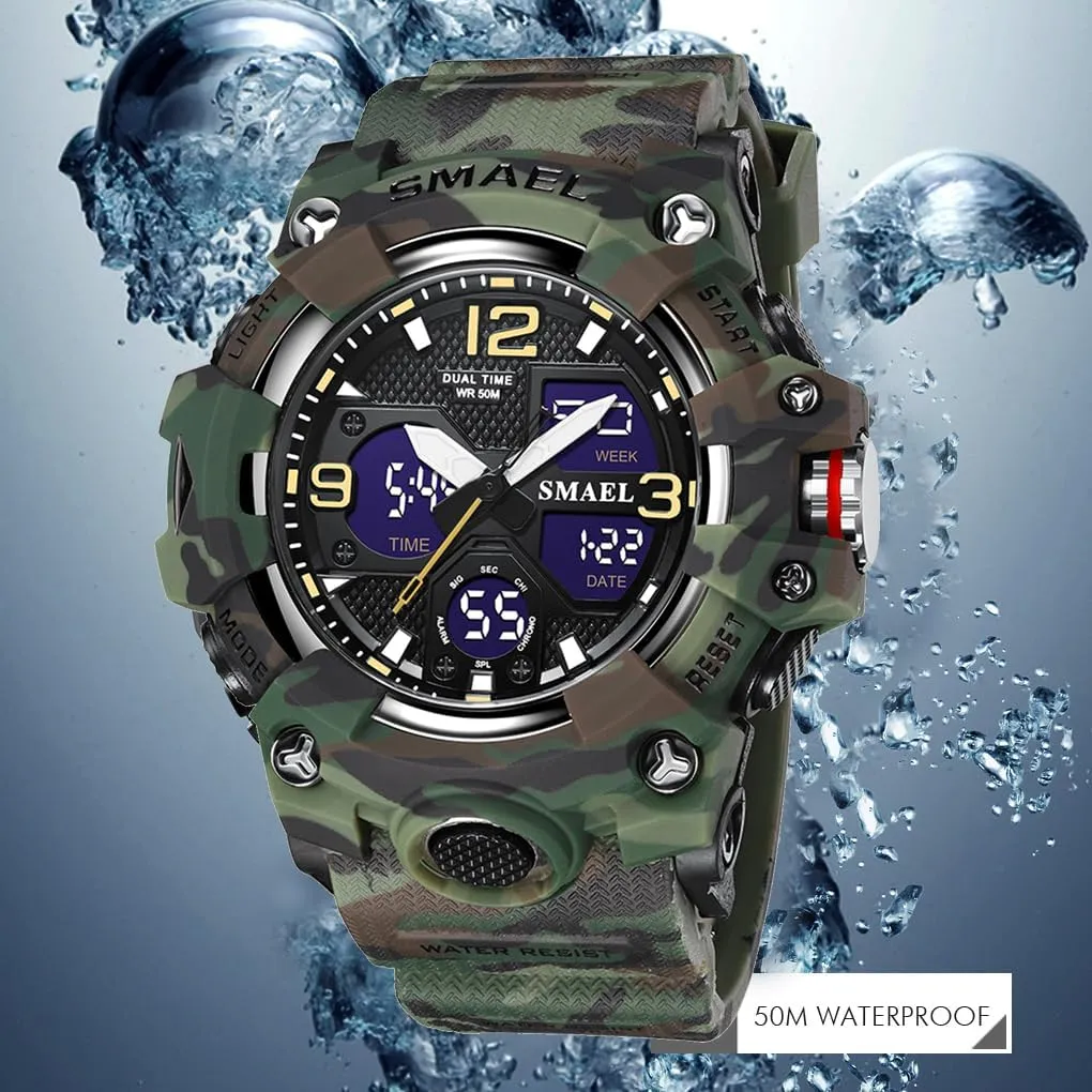 Large Face Military Multifunctional LED hint intensity Backlight Waterproof Watch FANMIS Men's Analog Digital Sports Watches 