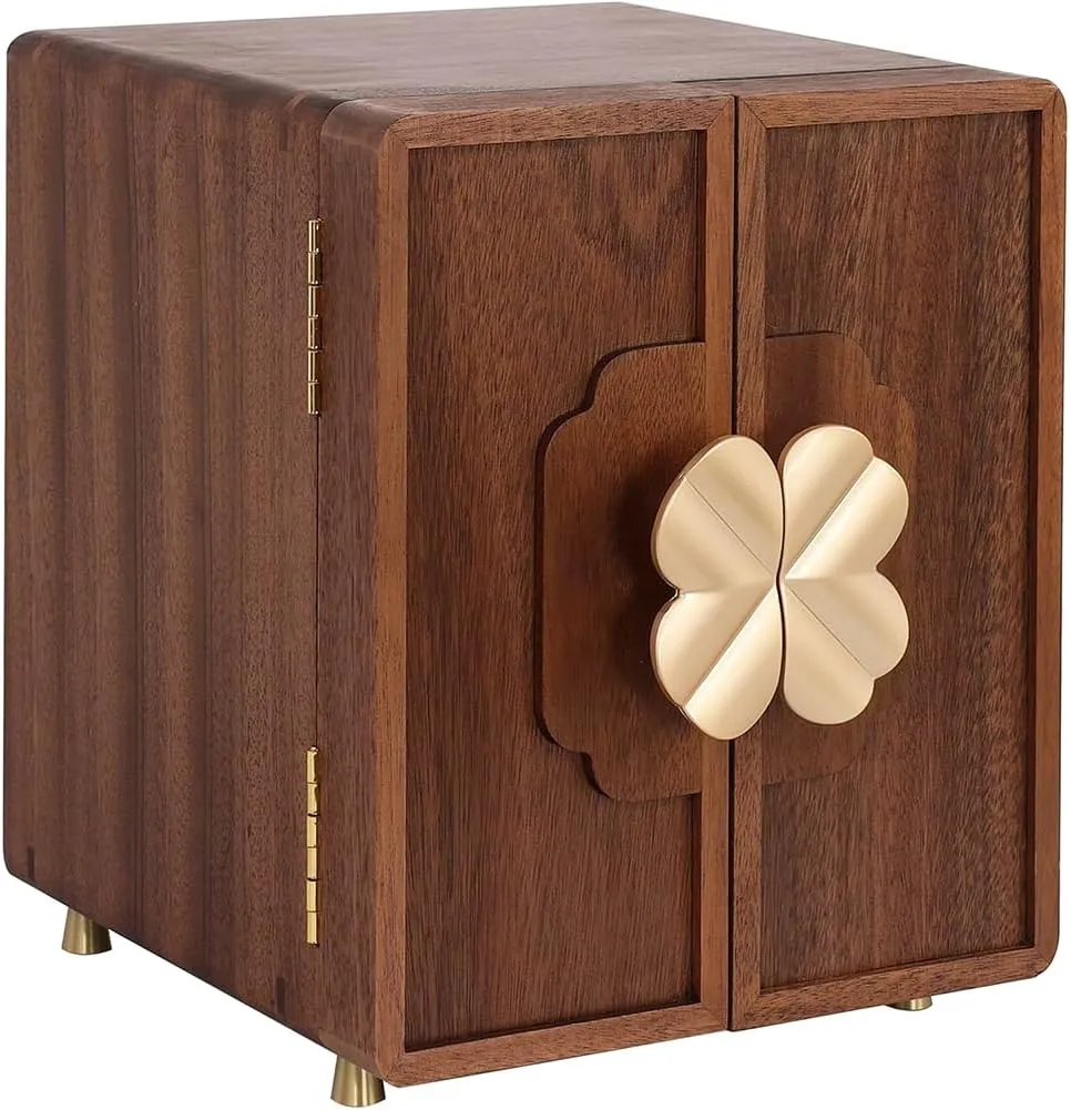 Large Jewelry Organizer with assume lengthy utensil driver outgoing Brass Handle for Necklaces Rings Earrings Watches Storage Ideal Gift Choice(7.9x8.7x10.0inches) Wooden Jewelry Box 5 Layers Solid Wood Black Walnut 