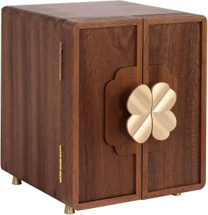 Large Jewelry Organizer with assume lengthy utensil driver outgoing Brass Handle for Necklaces Rings Earrings Watches Storage Ideal Gift Choice(7.9x8.7x10.0inches) Wooden Jewelry Box 5 Layers Solid Wood Black Walnut 
