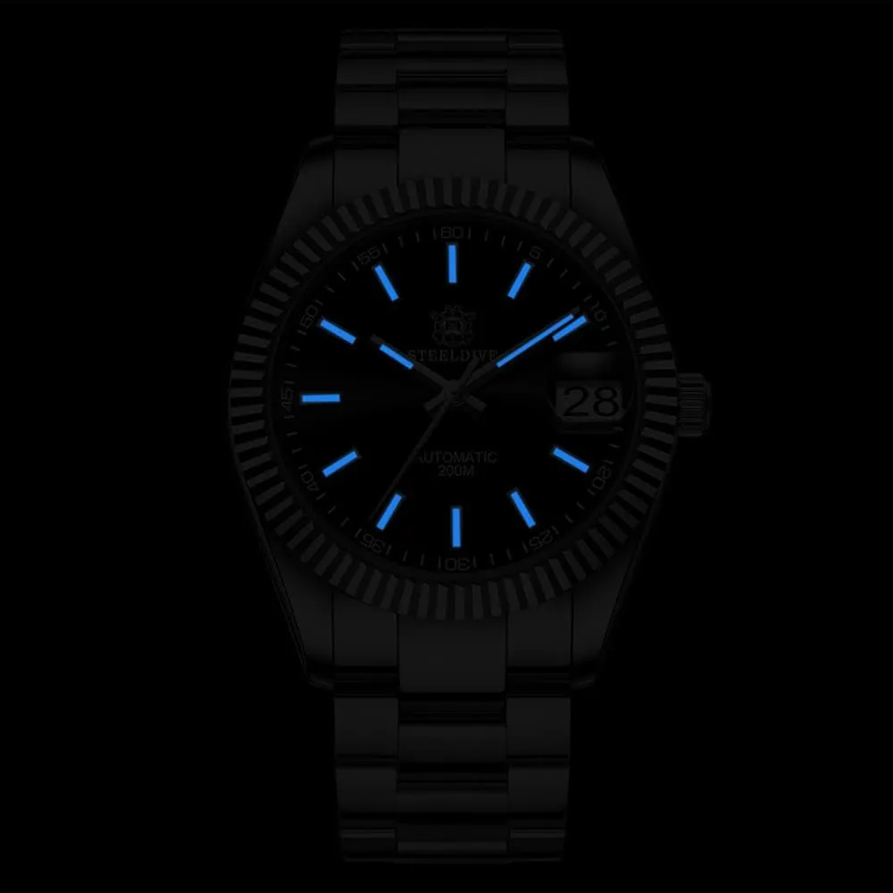 launch Luminous Sapphire Mirror Steel Strap NH35 Magnifier Date Men Luxury Watches, Mens Automatic Watches Mechanical Wristwatch Diving 200m Water Resistant C3 