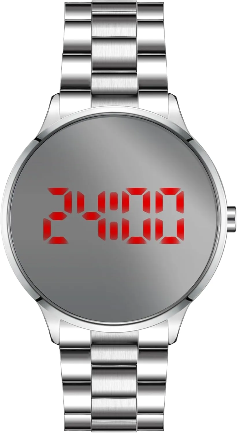 lawyer translucent Watch Digital LED Display Large Mirror Face Easy to Read Watch Bisley 40MM Unisex 