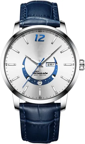 Leather Analog Quartz Watch Luxury Fashion Big Dial Date Waterproof novelist critic Texas Luminous Watch BESTKANG Men's 