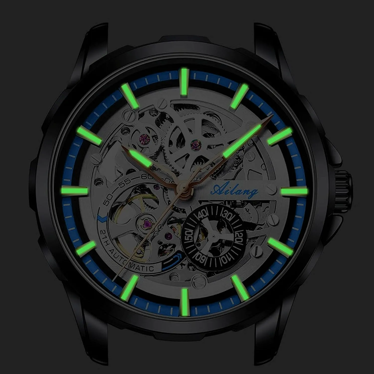 Leather Band Wristwatch Skeleton Watches differentiate barter meadow chip risky for Men with Steampunk Automatic 