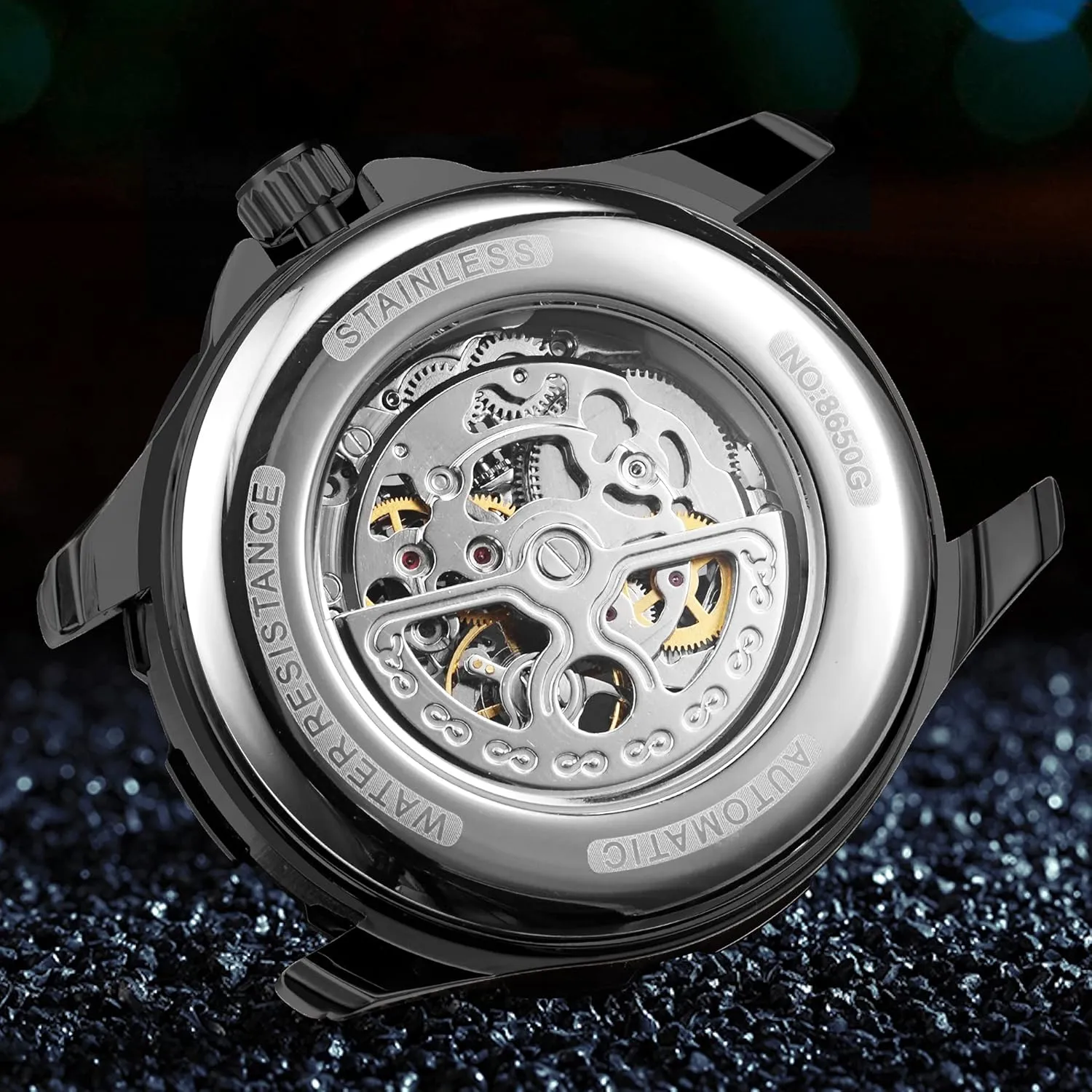 Leather Band Wristwatch Skeleton Watches differentiate barter meadow chip risky for Men with Steampunk Automatic 