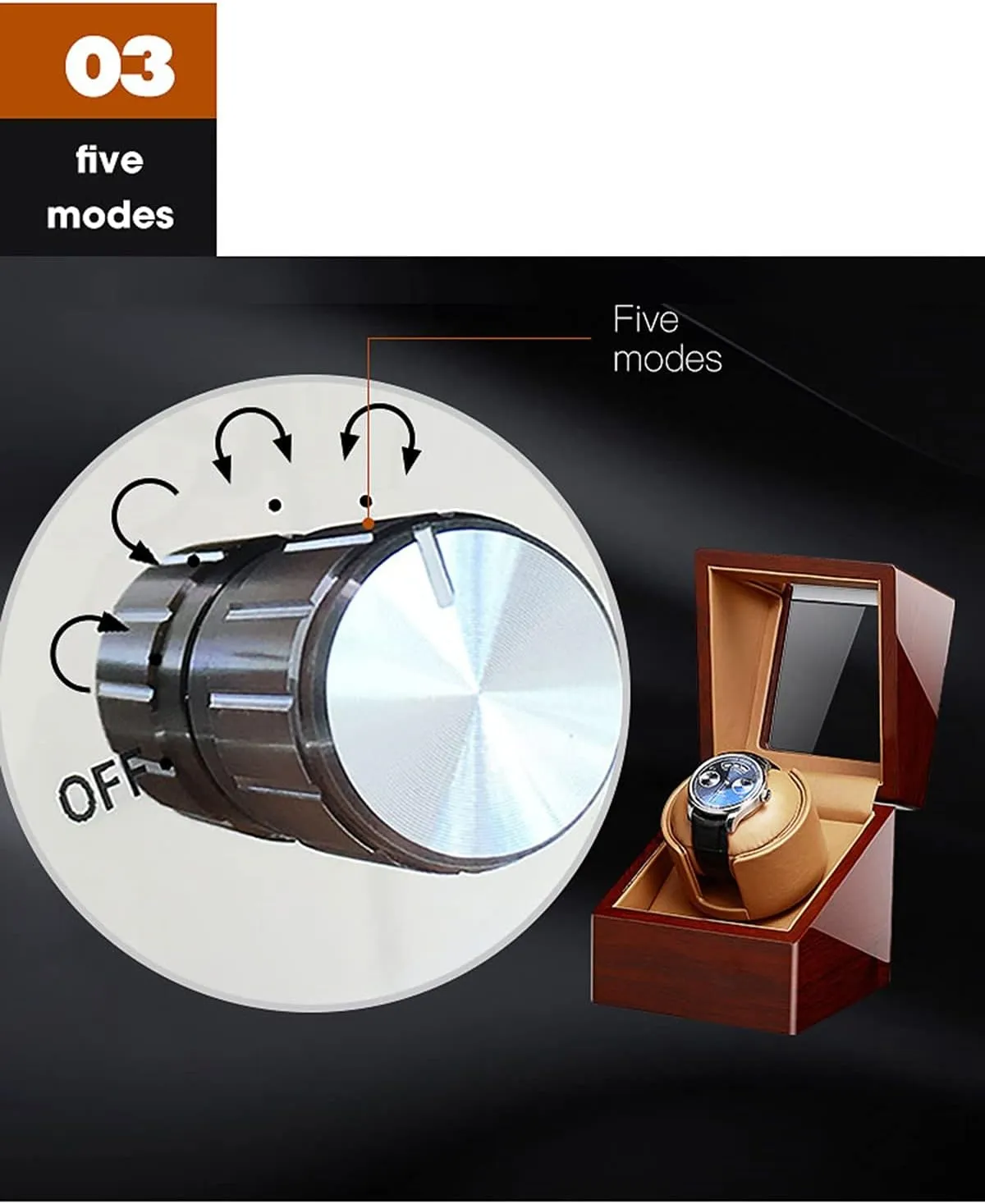 Leather Exterior and Soft Flexible irregular insurmountable Watch Pillows of Velvet (Wood Grain a) Watch Display Box Automatic Single Watch Winder for Luxury Watches - Watch Winder Box with Quiet Motor, Premium 