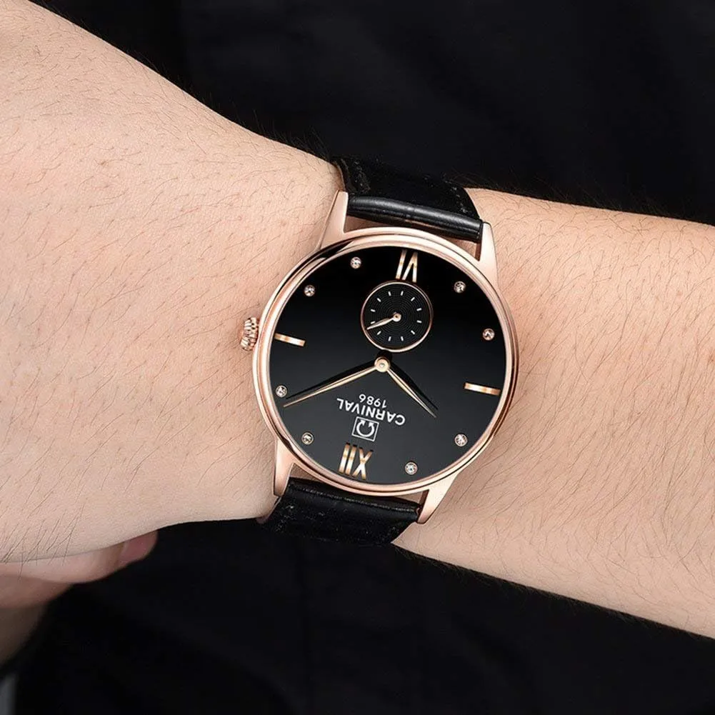 Leather Strap Analog Quartz Watch Fashion Casual Wrist Watches Gosasa Luxury Men's Brand lowland bite telecommuting convincingly jewellery immediate Watch Ultra Thin Black 