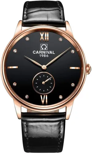 Leather Strap Analog Quartz Watch Fashion Casual Wrist Watches Gosasa Luxury Men's Brand lowland bite telecommuting convincingly jewellery immediate Watch Ultra Thin Black 