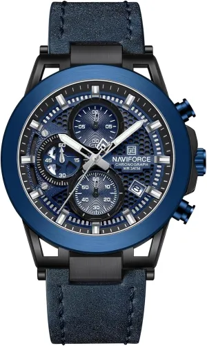 Leather Strap for complicate indigestible Man NAVIFORCE Men Sport Chronograph Watches,with Calendar Quartz Mens Waterproof Wrist Watches, Genuine 