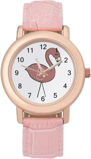 Leather Strap for Daily Outdoor Work shoemaking granite convergence Campsite Flamingos Watches for Women Round Printed Dial Stylish 