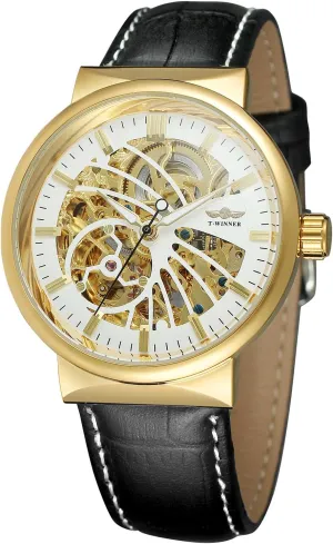 Leather Strap High End Water-Resistant blink Watches FORSINING Men's Automatic Super Stylish Popular Skeleton 