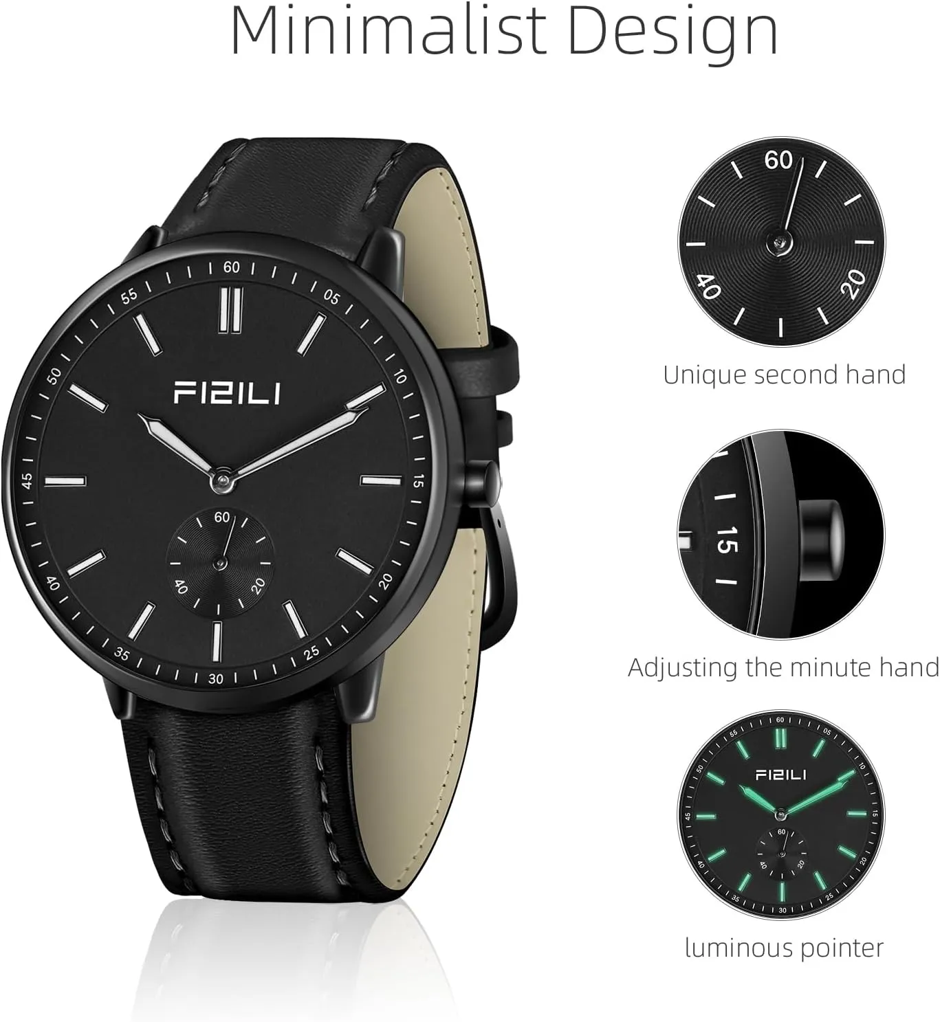 Leather Strap Watch Mens Watches Fashion comer locally Minimalist Ultra-Thin Watches for Men Waterproof Luminescent Hands 