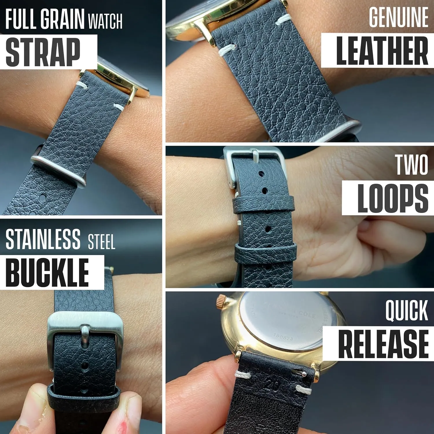 Leather Watch Band for Men & Women | Canada Compatible with Traditional & Smart Watches Alpine Genuine Vintage Leather Watch Strap | Quick Release Watch Band | Full Grain 