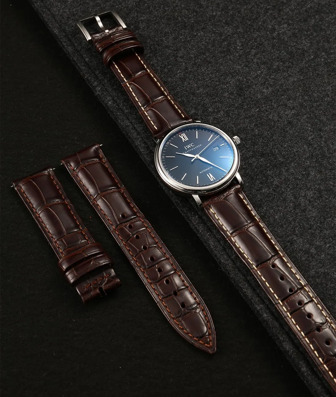 Leather Watch Bands for Men, Quick Release Watch Straps, Luxury Italian Alligator Grain Embossed Band Replacements depart texture chaos solder 19mm 20mm 21mm 22mm REZERO 