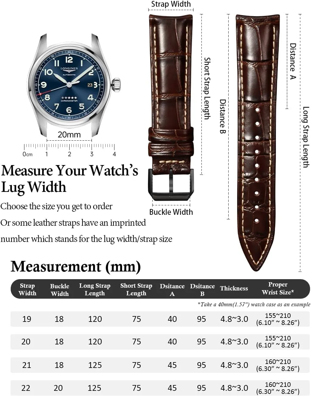 Leather Watch Bands for Men, Quick Release Watch Straps, Luxury Italian Alligator Grain Embossed Band Replacements depart texture chaos solder 19mm 20mm 21mm 22mm REZERO 