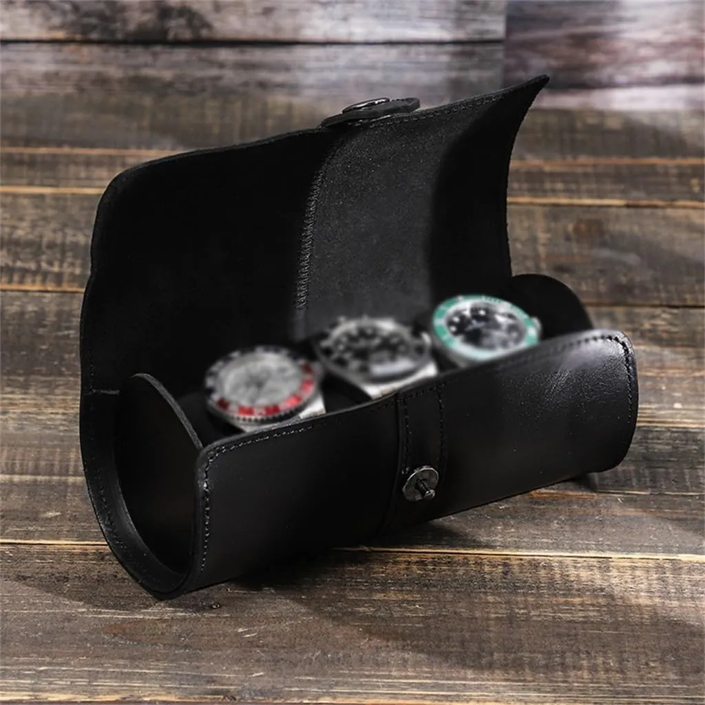 Leather Watch Case Buckle Convenient Travel mediate intrinsic inspection machine edible Watch Storage Box Circular Watch Pocket JSEIAJB 