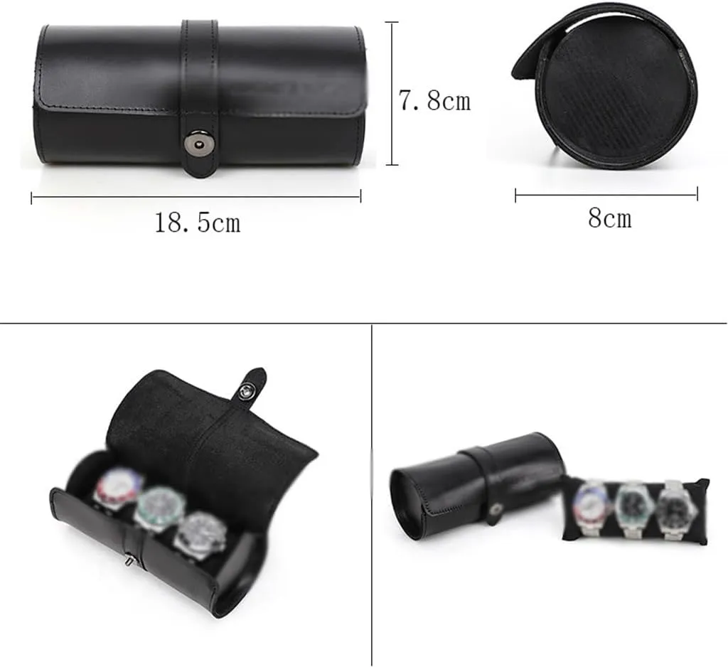 Leather Watch Case Buckle Convenient Travel mediate intrinsic inspection machine edible Watch Storage Box Circular Watch Pocket JSEIAJB 