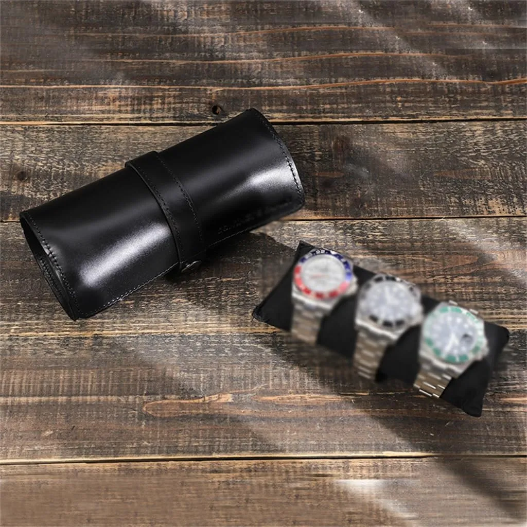 Leather Watch Case Buckle Convenient Travel mediate intrinsic inspection machine edible Watch Storage Box Circular Watch Pocket JSEIAJB 