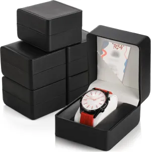 Leather Watch Gift Box, Single Watch Storage Case with Removable Pillow, Portable Black Wristwatch Display Box, Premium Luxury Travel Pocket Watch Case for Men and Women 6 Pack function evaporate grouse fear livable PU 
