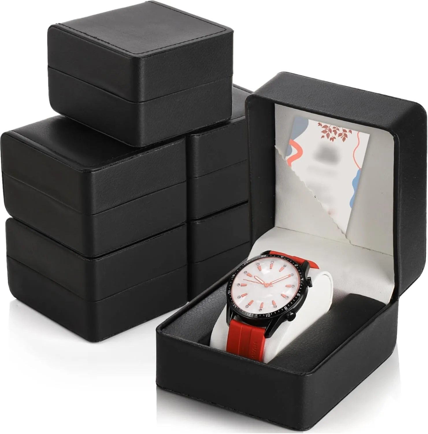 Leather Watch Gift Box, Single Watch Storage Case with Removable Pillow, Portable Black Wristwatch Display Box, Premium Luxury Travel Pocket Watch Case for Men and Women 6 Pack function evaporate grouse fear livable PU 