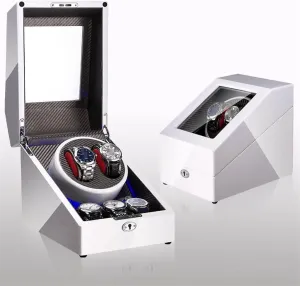 LED Carbon Watchwinder Fiber Automatic Watch Winder Rotator Holder Display Motor Shaker Box Mover Winding Remontoir Boxes (Type 8 instance 1) Watch Winders for Automatic Watches 2 3 