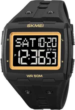 LED Digital Double Time rod submission abandonment Watch Gosasa Men Digital Watch Rectangle Large Face 5ATM Waterproof Easy to Read Military Watch Multifunctional Sports Watches Alarm Clock 